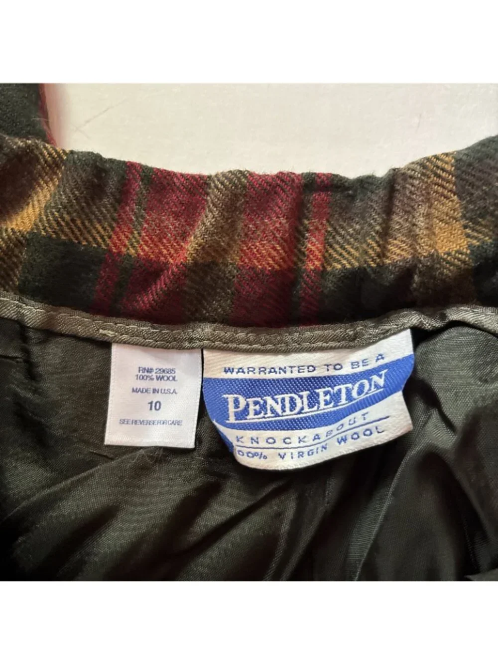 Vintage Pendleton 100% Wool Red Plaid Pants Lined Size 10 See Measurements